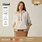 Eland衣恋卫衣女宽松连帽运动休闲上衣2025冬季 新款
