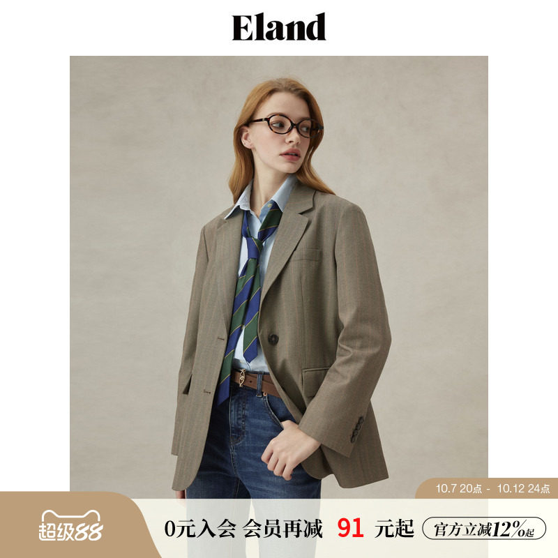 Eland衣恋西装女领口粘衬单排扣直筒显瘦通勤西服外套25春季新款