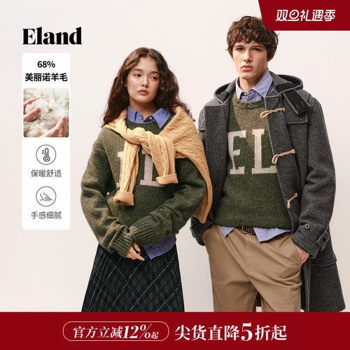 ELAND毛衣宽松圆领长袖