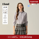 翻领上衣2025冬季 女纯色长袖 Eland衣恋衬衫 新款 100%棉