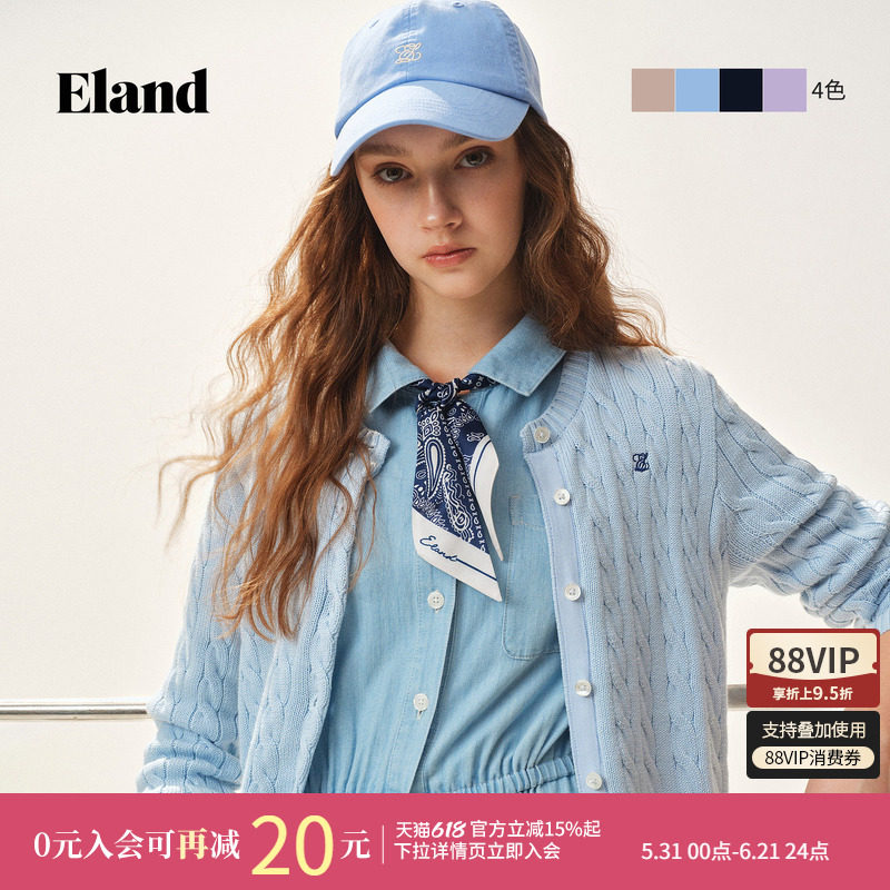 Eland衣恋帽子女学院风小刺绣棉质棒球帽鸭舌帽2026春夏新款
