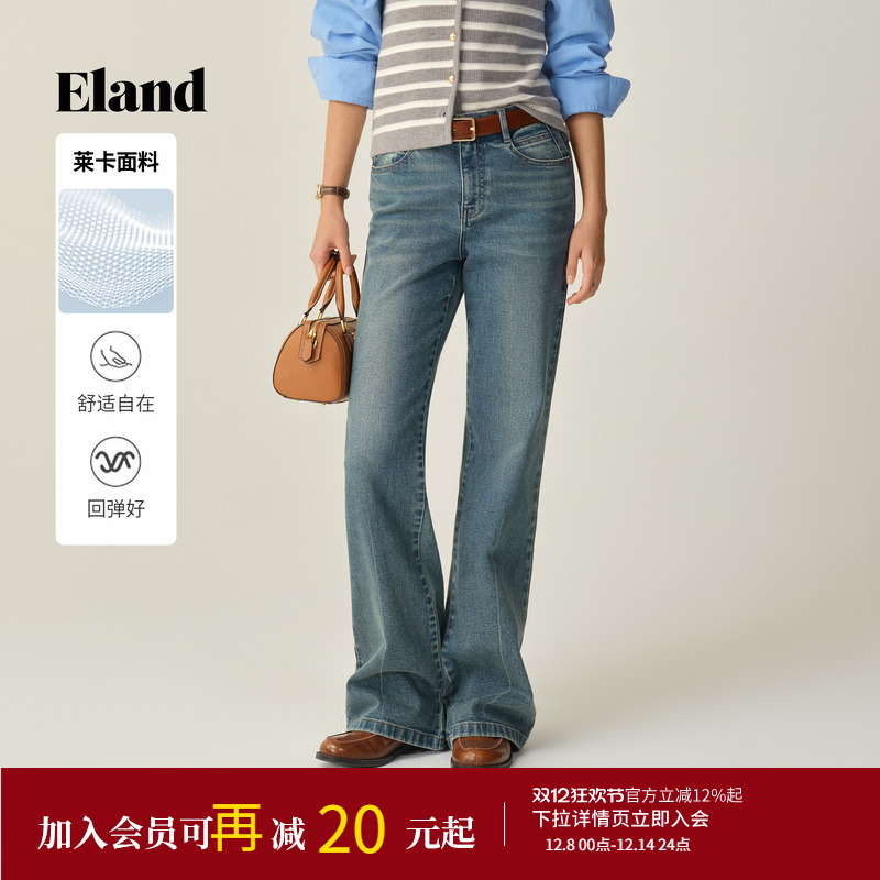 ELAND牛仔裤微喇叭长裤