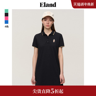 Eland衣恋连衣裙短袖 T夏 T恤裙polo领糖果色运动风长款