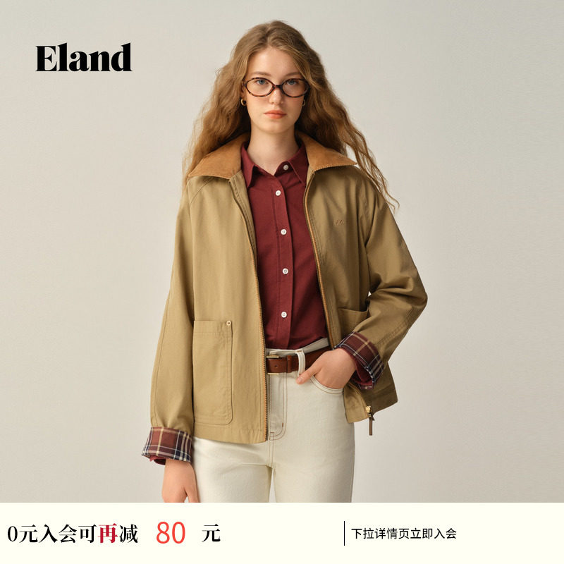 【莱赛尔】Eland衣恋短外套女复古宽松大方口袋夹克冬季新款
