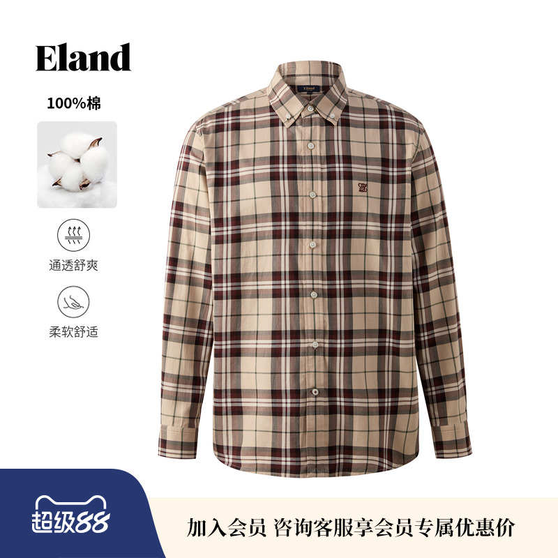 ELAND衬衫格纹上衣长袖