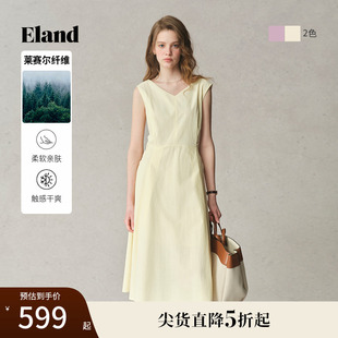 新款 Eland衣戀連衣裙女甜美風(fēng)抽繩設(shè)計(jì)合體A字下擺背心裙2025夏季