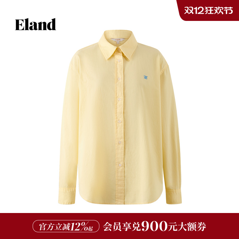ELAND衬衫女纯色单排扣上衣