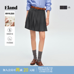 裙显瘦裤 女学院风百褶裤 Eland衣恋短裤 子2026春新款 含绵羊毛