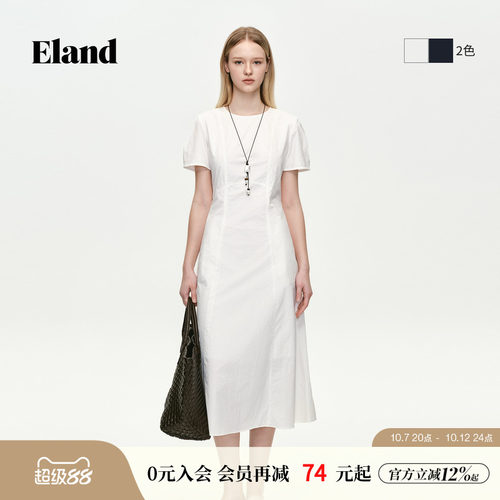 ELAND短袖圆领通勤连衣裙
