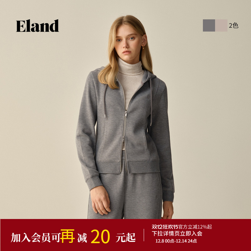 ELAND卫衣双拉链纯色长袖