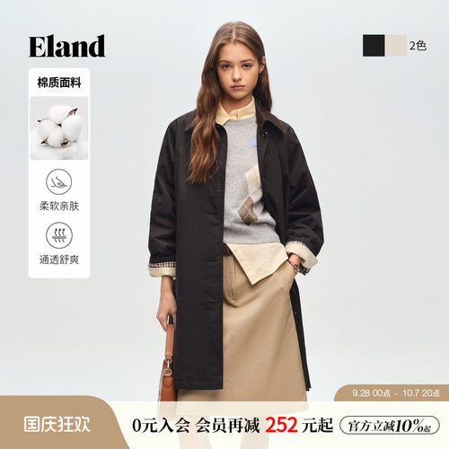 ELAND长款棉质棉服外套女
