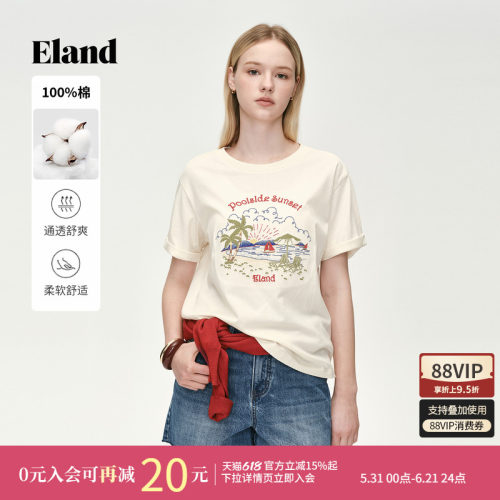 ELAND度假风短袖圆领T恤