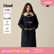 Eland衣恋羽绒服女直筒微收腰毛领牛角扣外套2025冬新款 鹅绒