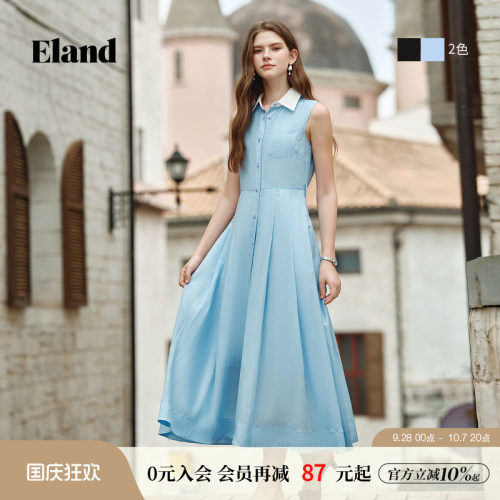 ELAND连衣裙无袖含莱赛尔亚麻