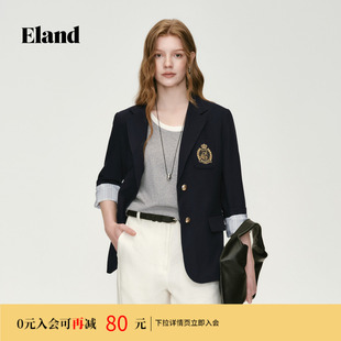 Eland衣恋西装 商务刺绣徽章长袖 外套2026春夏新款 女时尚