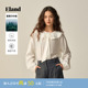 莱赛尔 飘带上衣2025冬季 Eland衣恋衬衫 荷叶领长袖 新款 女时尚