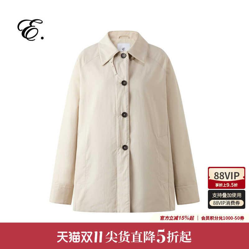 Eland衬衫式风衣保暖羽绒服