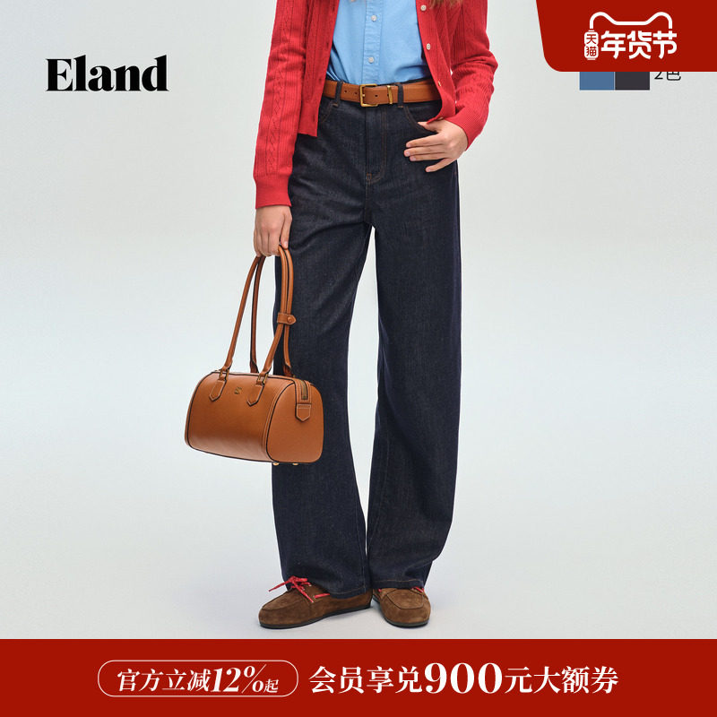Eland衣恋牛仔裤女时尚通勤弯刀裤显高显瘦长裤子2026春季新款,女装/女士精品,牛仔裤,淘宝优惠券,粉丝福利购,淘宝优惠卷