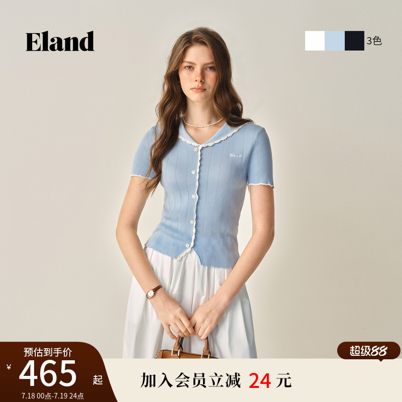 ELAND毛衣短袖针织T恤纯棉