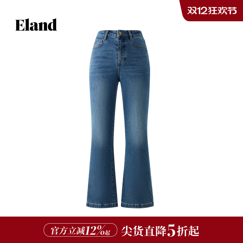ELAND牛仔裤棉质微喇裤