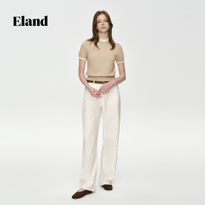 ELAND木耳领边短袖套头针织衫