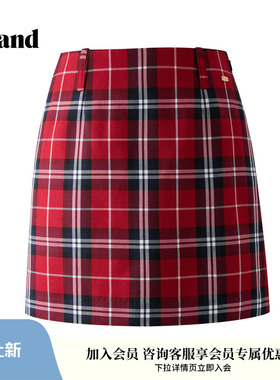 【优可丝】Eland衣恋半身裙女节日氛围感格纹裙A字裙2026春季新款