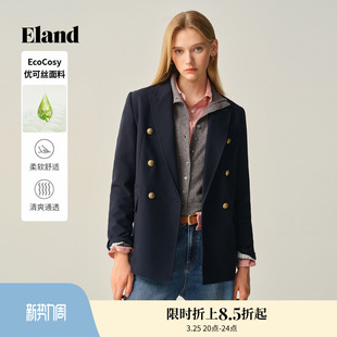 优可丝 通勤外套冬季 Eland衣恋西装 双排扣长袖 新款 女时尚