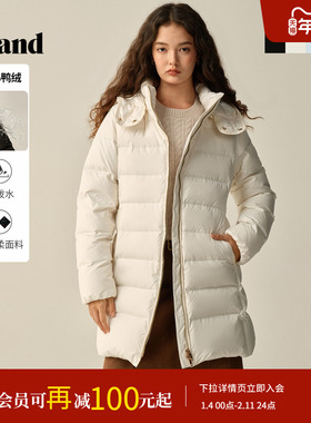 【防泼水&鸭绒】Eland衣恋排骨羽绒服女龟背连帽外套2025冬季新款