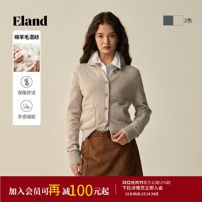 ELAND毛针织衫高领长袖短款