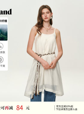 ELAND度假风V领吊带裙纯色