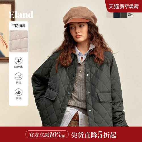 ELAND棉服女菱格长袖外套