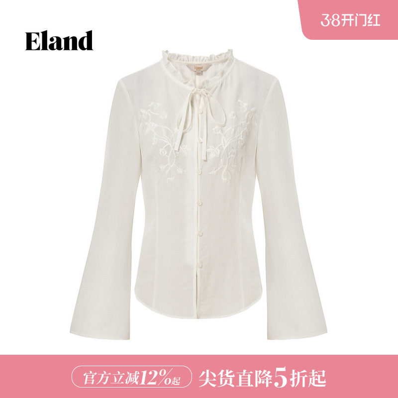 Eland衣恋衬衫女气质甜美收腰显瘦长袖舒适上衣2026春夏新款