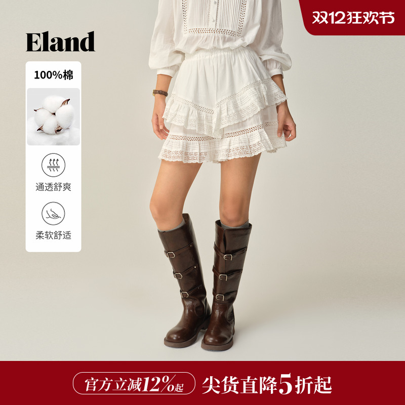ELAND短裤纯棉裙裤短款纯色