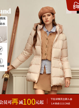 【鎏光鹅绒服&无氟防水】Eland衣恋羽绒服女中长款外套2025冬新款