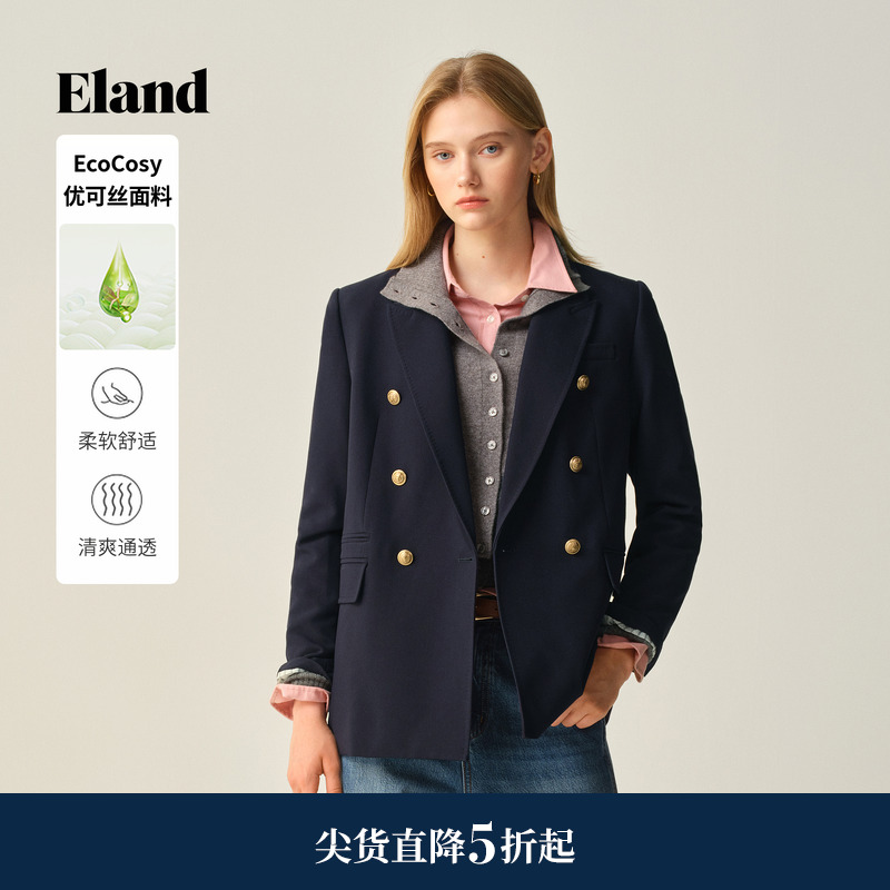ELAND西装双排扣外套纯色