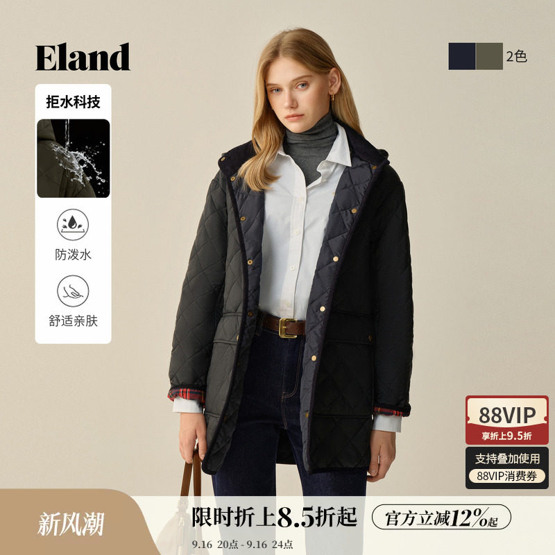 ELAND棉服微宽松连帽外套图片