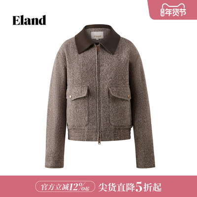 ELAND短款翻领毛呢外套女