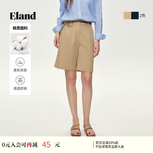 ELAND宽松棉质老钱风短裤