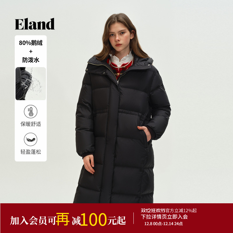 ELAND直筒连帽长款外套