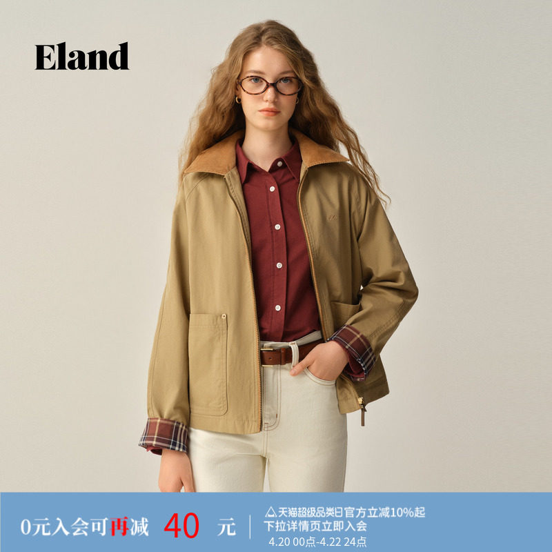 【莱赛尔】Eland衣恋短外套女复古宽松大方口袋夹克冬季新款