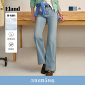 女时尚 Eland衣恋牛仔裤 显瘦微喇叭裤 长裤 新款 子2026春季 莱卡