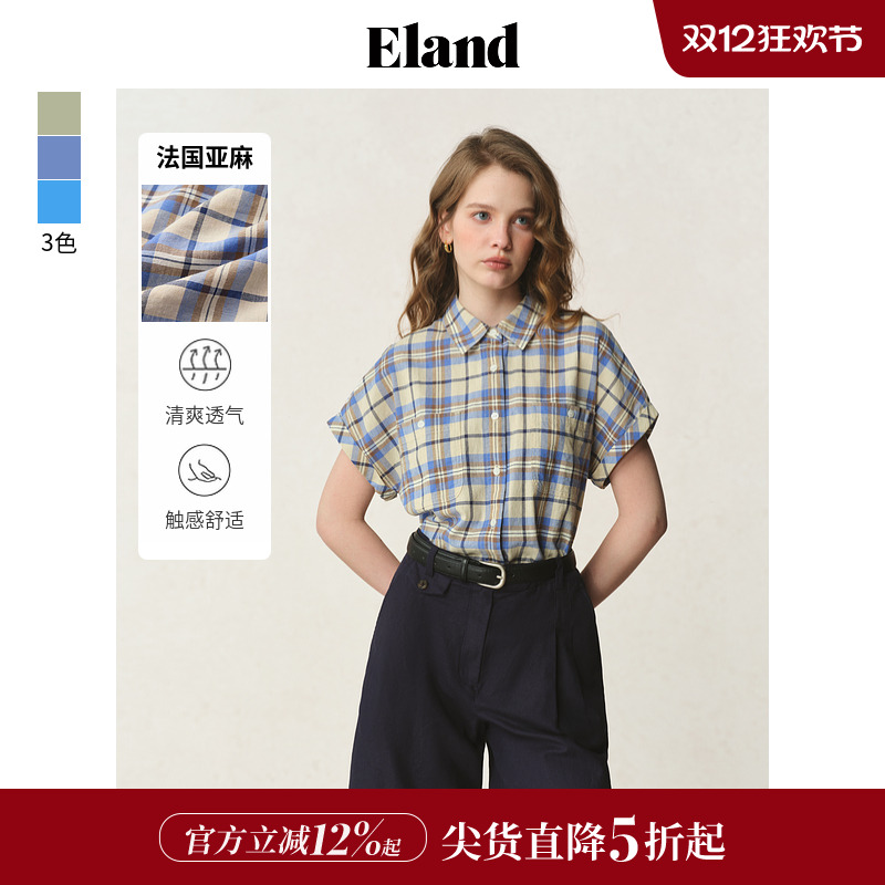 ELAND衬衫复古格纹短袖