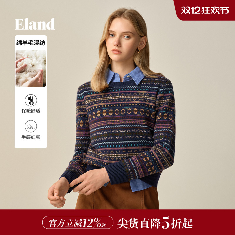 ELAND男女款费尔岛提花毛衣