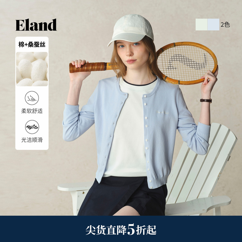 ELAND毛针织衫薄款单排扣长袖