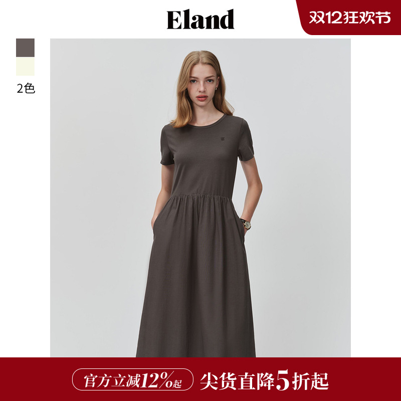 ELAND短袖收腰气质芭蕾裙