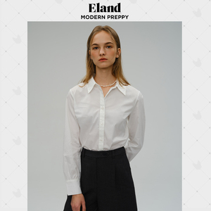 Eland衣恋秋季通勤优雅简约白色长袖衬衫女