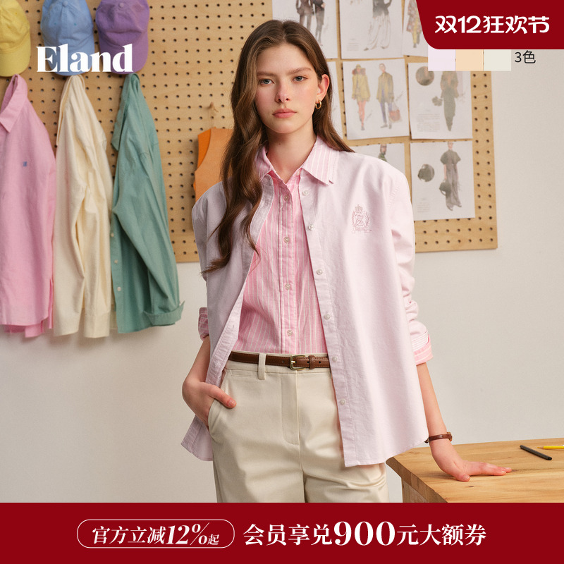 ELAND宽松通勤衬衫女翻领
