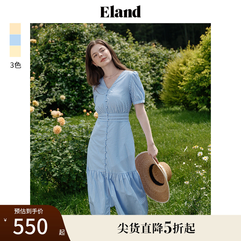 ELAND收腰A型连衣长裙