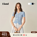 2025秋季 撞色翻领针织衫 听海衫 新款 Eland衣恋毛衣女短袖