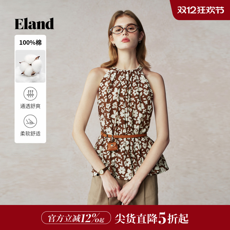 ELAND衬衫宽松挂脖印花